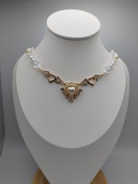 Image 5 of Elegant Gold & Pearl Heart Necklace