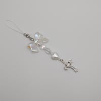 Image 2 of Coquette y2k Bow Rhinestone Cross Keychain Phone Strap