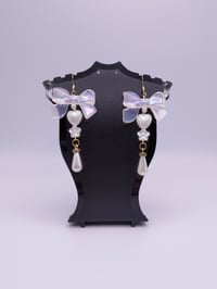 Image 4 of Coquette Fairy Lace Pearl Bow Earrings