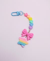 Image 2 of Pastel Rainbow Star Bow Keychain