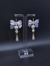 Image 6 of Coquette Fairy Lace Pearl Bow Earrings