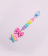 Image 3 of Pastel Rainbow Star Bow Keychain