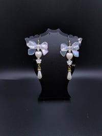 Image 7 of Coquette Fairy Lace Pearl Bow Earrings