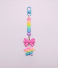 Image 4 of Pastel Rainbow Star Bow Keychain