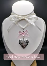 Image 5 of Self-tying Heart Locket Ribbon Choker Necklace