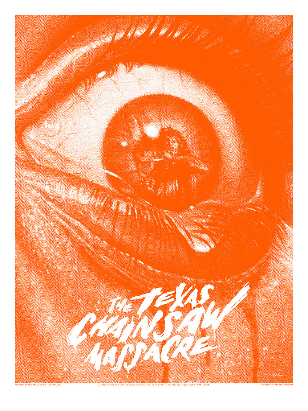 "50 Years: The Texas Chainsaw Massacre" (Hot Variant) - 18" x 24" letterpress with embossed stamp