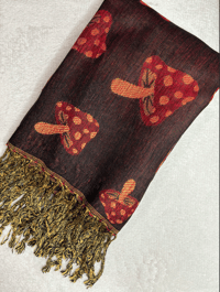 Image 2 of Orange/Black Mushroom Pashmina
