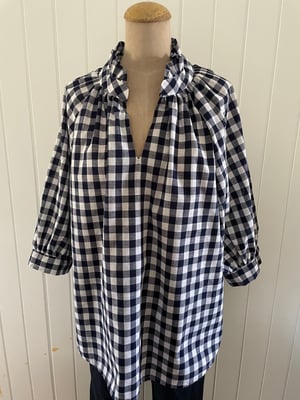 Image of The Bea Top - Large Navy Check 