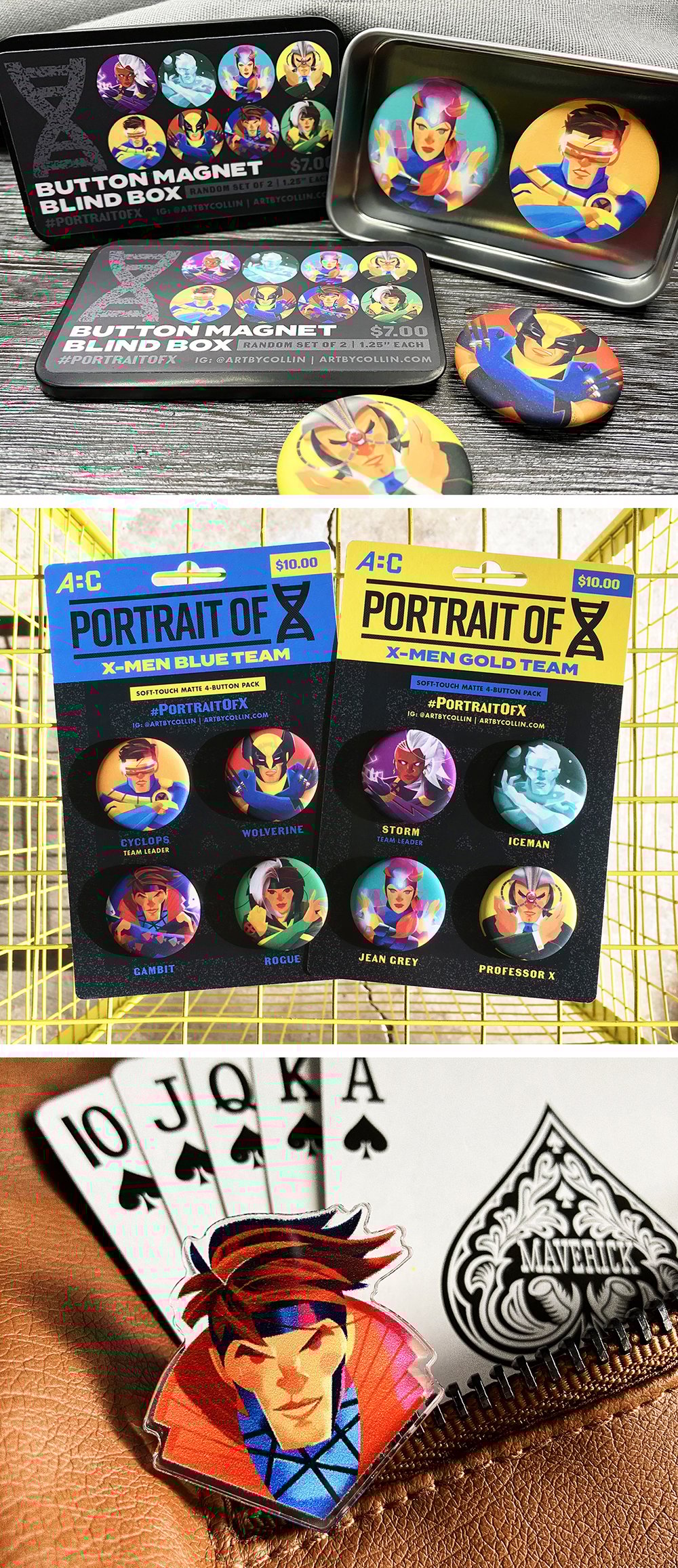 Portrait of X: Button Magnet Blind Box / Button Packs / Gambit Acrylic Pin