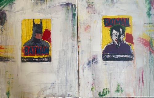 Image of Batman cards 2 x original paintings