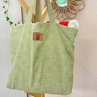 Image 3 of  Cabas Felicette "fleurs blanc","Matcha","Noir" et "Champ bleu"