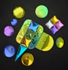 Dichroic glass bevels jewels 19 piece stained glass  