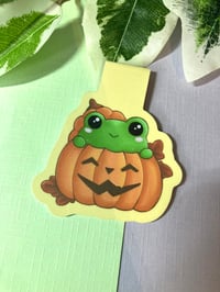 Image 2 of Pumpkin Frog double sided magnetic bookmark