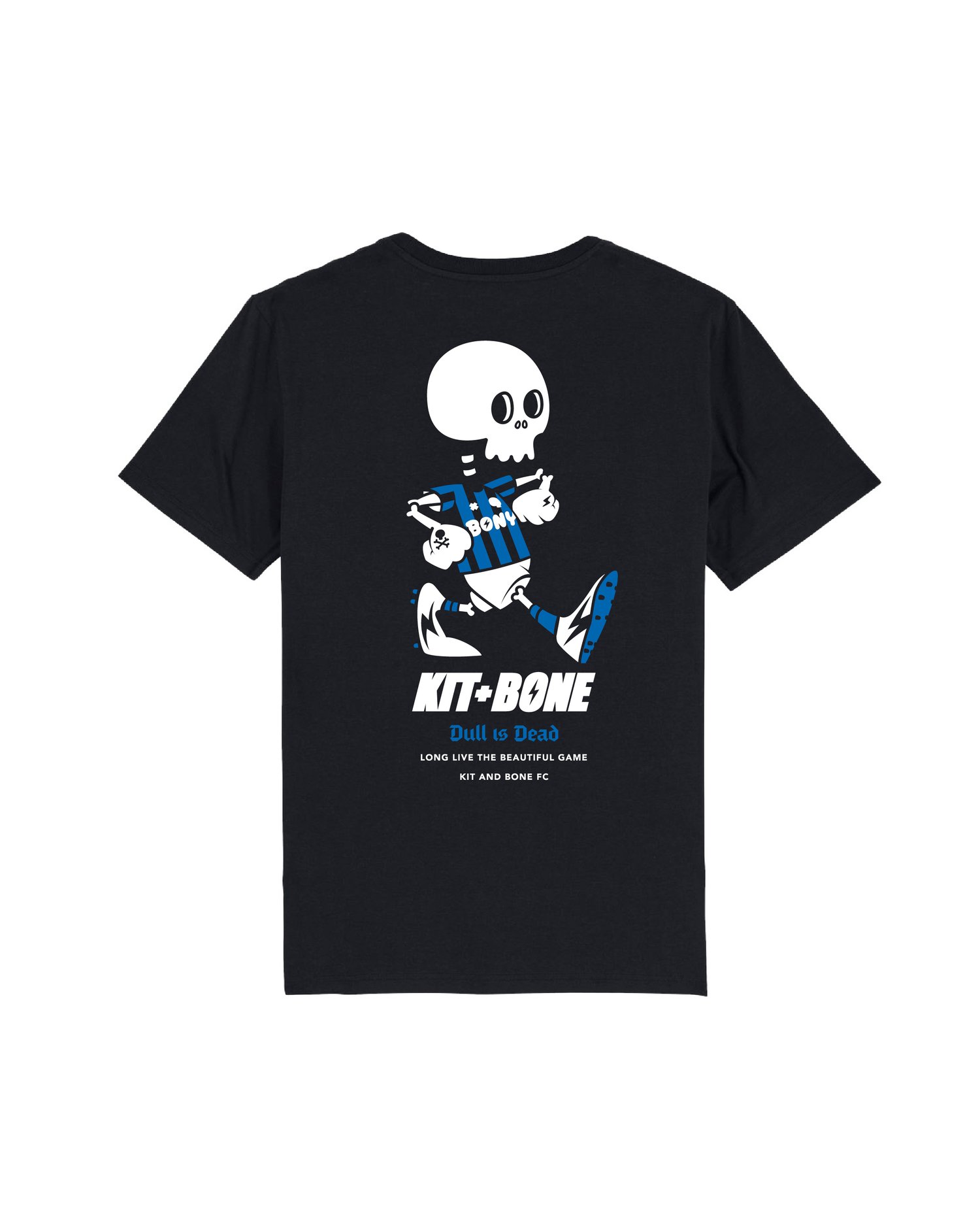 Image of Bony Mascot Tee Black and Blue Stripes