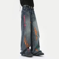 Image 4 of Men's Graffiti Wide Leg Denim Pants