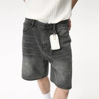 Image 2 of Men's Speckled Ink Design Knee Length Denim Shorts