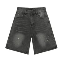 Image 6 of Men's Speckled Ink Design Knee Length Denim Shorts