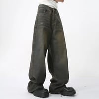 Image 4 of Men's Retro Style Washed Straight Leg Jeans
