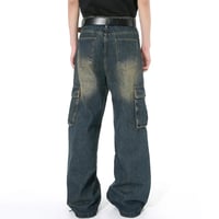 Image 5 of Men's Gradient Color Patchwork Cargo Jeans