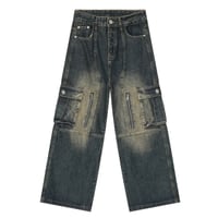 Image 6 of Men's Gradient Color Patchwork Cargo Jeans