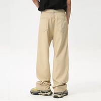 Image 2 of Men's Solid Color Wide Leg Denim Pants