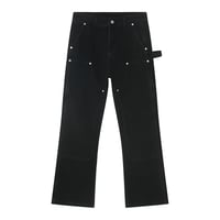 Image 1 of Men's Slim Fit Ruffle Jeans with Double Knee Decoration