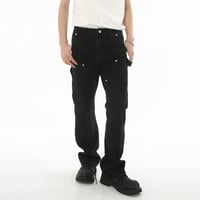 Image 3 of Men's Slim Fit Ruffle Jeans with Double Knee Decoration