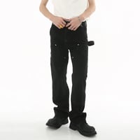 Image 4 of Men's Slim Fit Ruffle Jeans with Double Knee Decoration