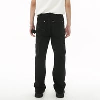 Image 2 of Men's Slim Fit Ruffle Jeans with Double Knee Decoration