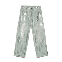 Image 6 of Men's Hand Brushed Silver Straight Leg Jeans