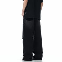 Image 4 of Men's Black Distressed Wide-Leg Jeans