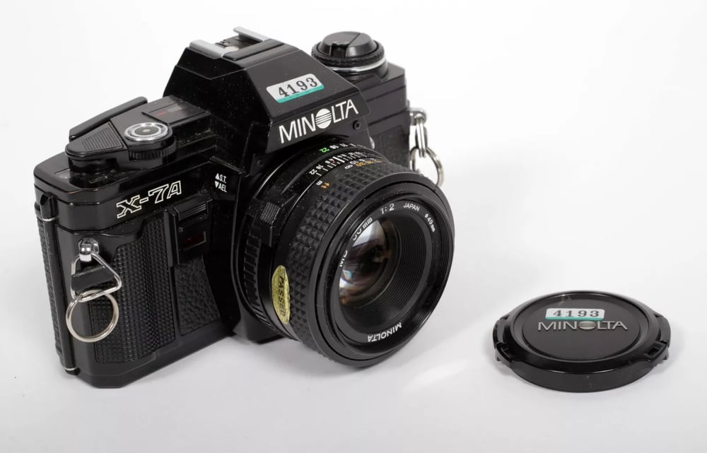 Image of Minolta X-7A (black X370) 35mm SLR Film Camera + MD 50mm F2 lens #4193