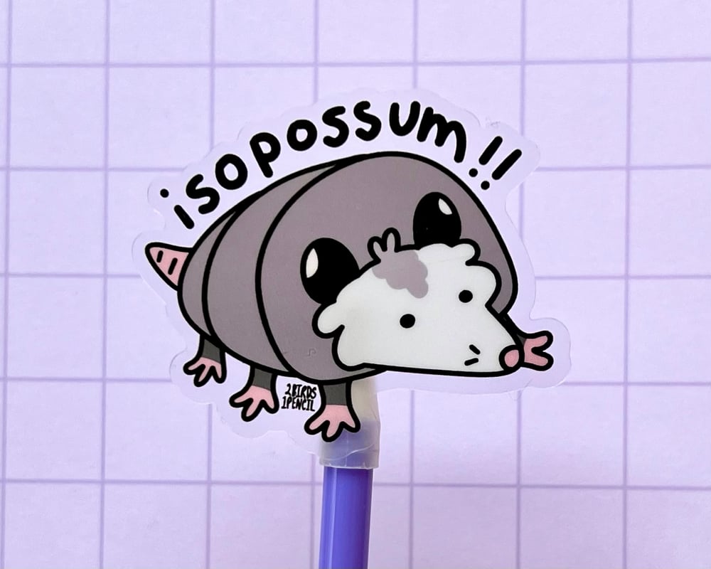 Image of Isopod possum (isopossum) clear vinyl sticker