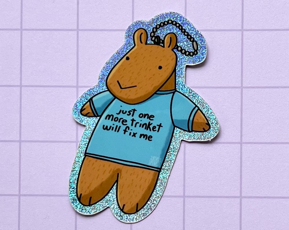 Image of Trinket capybara holographic glitter sticker