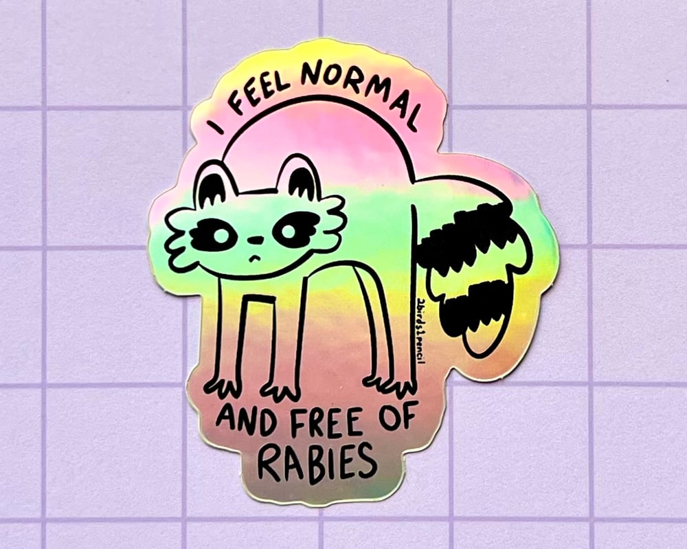 Image of Normal and rabies-free raccoon holographic sticker