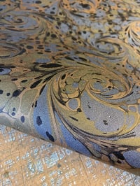 Image 1 of Marbled Arbelave Bookcloth - Black Swirl 