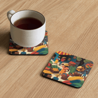 Image 2 of Haiti Street Market Cork-back coaster [Dèyè Lakay]