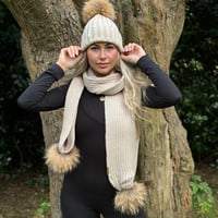 Image 3 of Beige Hat and Scarf Set