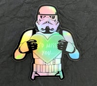 Rainbow Stormtrooper Love Large Holographic Sticker