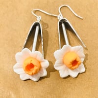 Image 1 of Flower earrings. Daffodil, Cornflower, Forget me Knot or Lily of The Valley.