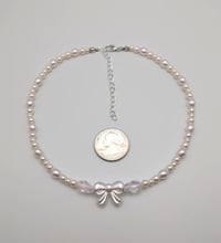 Image 3 of Dainty Coquette Pearl Bow Necklace