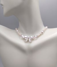 Image 5 of Dainty Coquette Pearl Bow Necklace