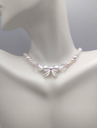 Image 6 of Dainty Coquette Pearl Bow Necklace