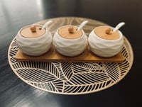 Bamboo and Porcelain Spice Jar Set