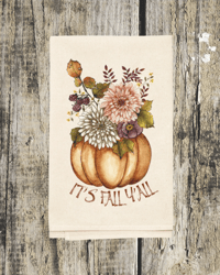 Image 2 of Natural Cotton Sack Towel with Autumn Art 27x27