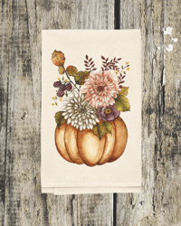 Image 3 of Natural Cotton Sack Towel with Autumn Art 27x27