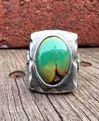 Image 2 of WL&A Handmade Black Jack Green Thunderbird Signet Ring - Size 12 