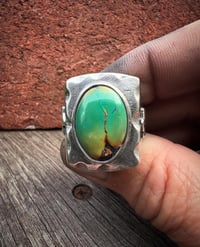 Image 4 of WL&A Handmade Black Jack Green Thunderbird Signet Ring - Size 12 