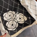 Flower Luxury Cashmere Black & Red Shawl/Scarf