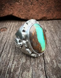 Image 1 of WL&A Handmade Royston Green River Thunderbird Signet Rings - Size 9